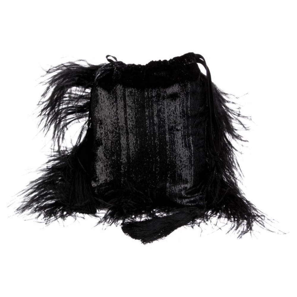 Attico feather trimmed velvet bag NWT
